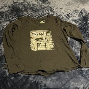 Tek Gear Dark Black Graphic Long Sleeve T-Shirt